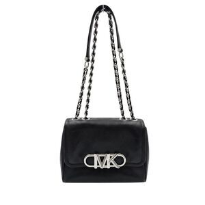 Michael Kors Parker Convertible Chain Shoulder Bag Black Leather Silver